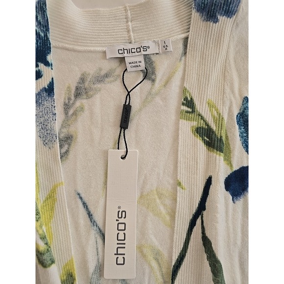 Chicos Womens 1XL cottagecore Long Sleeve Sweater Blue Floral Flowers NWT - Picture 6 of 8